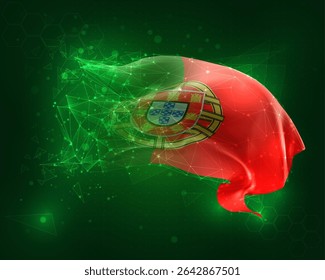 Portugal, vetor 3d bandeira no fundo verde e números