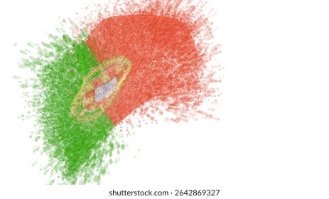 Portugal, vector 3d flag with a splash of paint dots, explosion of colored dots