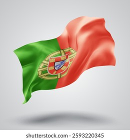 Portugal, vector 3d flag with waves on a white background
