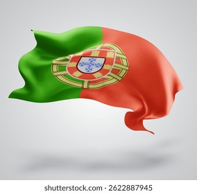 Portugal, bandera 3d del Vector con las olas en un fondo blanco