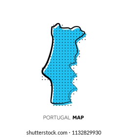 Portugal vector country map. Map outline with dots.
