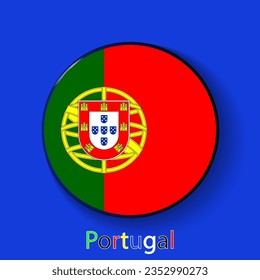 Portugal vector flag. Football europe 2024 tournament championship. Round badges of the country in the actual championship colors.