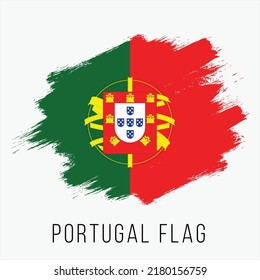 Portugal Vector Flag. Portugal Flag for Independence Day. Grunge Portugal Flag. Portugal Flag with Grunge Texture, Artistic Brush Stroke Texture