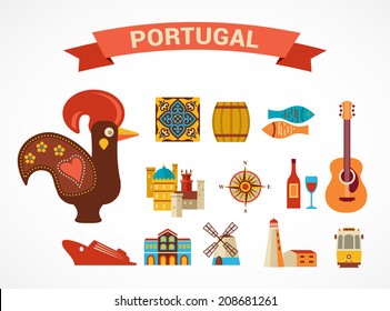 Portugal -  vector icons and illustration, tourism and travel concept