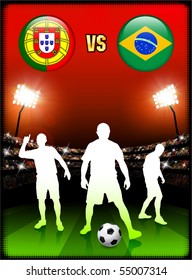 Portugal versus Brazil on Stadium Event Background Original Illustration
