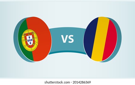 Portugal versus Chad, team sports competition concept. Round flag of countries.