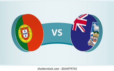 Portugal versus Falkland Islands, team sports competition concept. Round flag of countries.