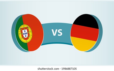 Portugal versus Germany, team sports competition concept. Round flag of countries.