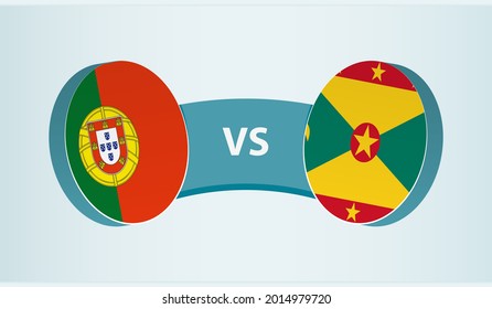 Portugal versus Grenada, team sports competition concept. Round flag of countries.