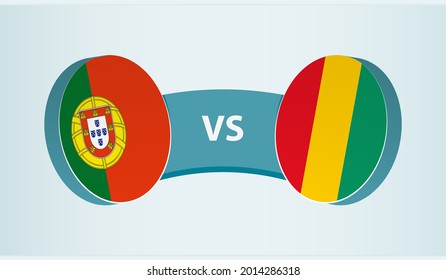 Portugal versus Guinea, team sports competition concept. Round flag of countries.