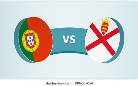 Portugal versus Jersey, team sports competition concept. Round flag of countries.