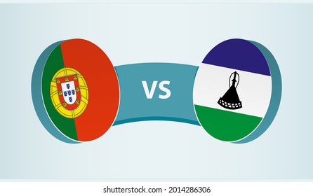 Portugal gegen Lesotho, Teamsportwettbewerbkonzept. Länderflagge.