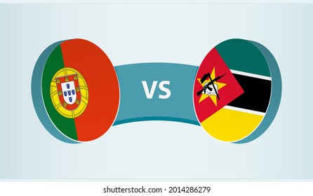 Portugal versus Mozambique, team sports competition concept. Round flag of countries.