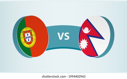 Portugal versus Nepal, team sports competition concept. Round flag of countries.