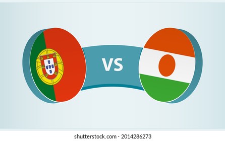 Portugal versus Niger, team sports competition concept. Round flag of countries.