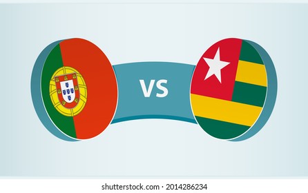 Portugal versus Togo, team sports competition concept. Round flag of countries.