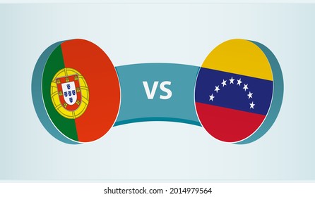 Portugal versus Venezuela, team sports competition concept. Round flag of countries.