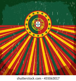 Portugal vintage old poster with Portuguese flag colors - vector design, Portugal holiday decoration