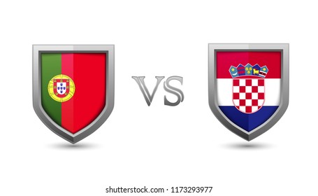 Portugal vs Croatia flag shield badges for international championship football competition