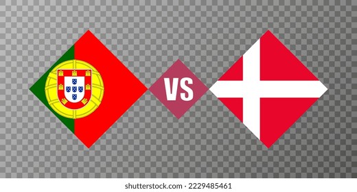 Portugal vs Denmark flag concept. Vector illustration.