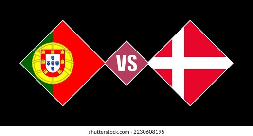 Portugal vs Denmark flag concept. Vector illustration.