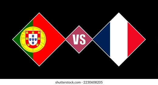 Portugal vs France flag concept. Vector illustration.