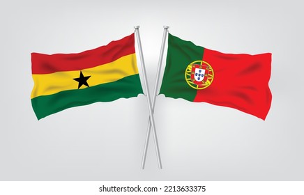 Portugal vs Ghana, world Football 2022, World Football Competition championship match country flags. vector illustration EPS.