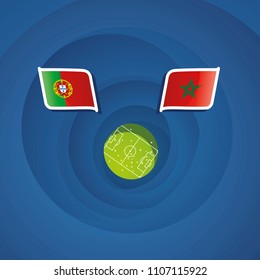 Portugal vs Morocco flags abstract soccer stadium background