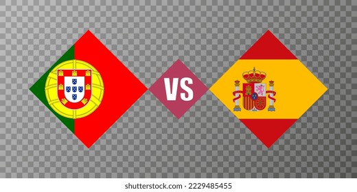 Portugal vs Spain flag concept. Vector illustration.