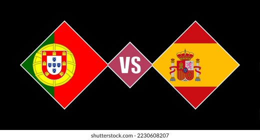 Portugal vs Spain flag concept. Vector illustration.