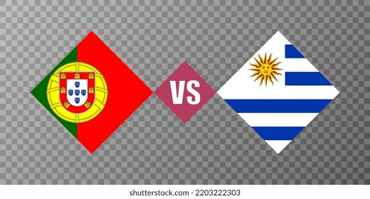 Portugal vs Uruguay flag concept. Vector illustration.