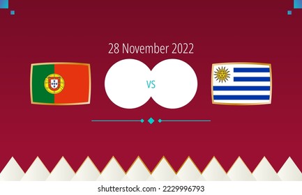 Portugal vs Uruguay football match, international soccer competition 2022. Versus icon.