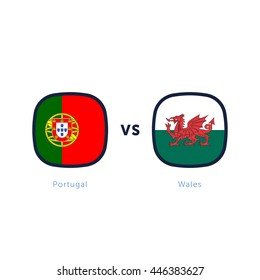 Portugal vs Wales Soccer Football Vector Team Flags