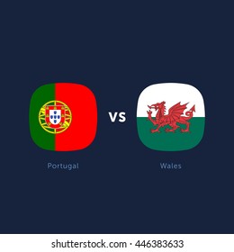 Portugal vs Wales Soccer Football Vector Team Flags