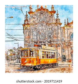 Portugal Watercolor sketch hand drawn. Vector illustration.