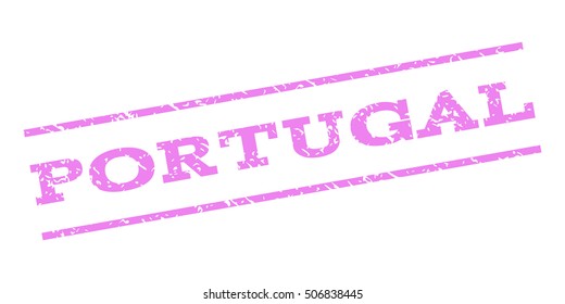 Portugal watermark stamp. Text caption between parallel lines with grunge design style. Rubber seal stamp with unclean texture. Vector violet color ink imprint on a white background.