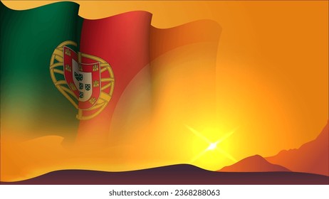 portugal waving flag background design on sunset view vector illustration suitable for poster, social media design event on portugal