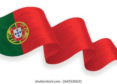 Portugal waving flag with bright colors on clean background