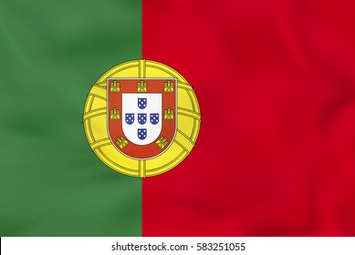 Portugal waving flag. Portugal national flag background texture. Vector illustration.