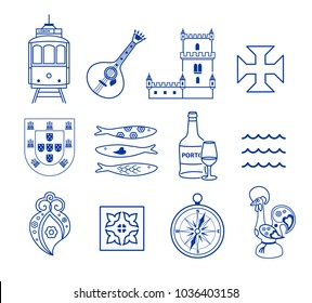 Portugese icon set vector