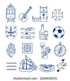 Portugese icon set vector collection