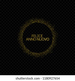 Portugese New Year label. Feliz ano novo, golden confetti label