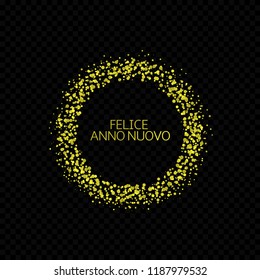 Portugese New Year label. Feliz ano novo, golden confetti label