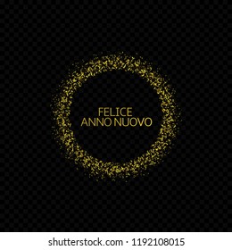 Portugese New Year label. Feliz ano novo, golden confetti label