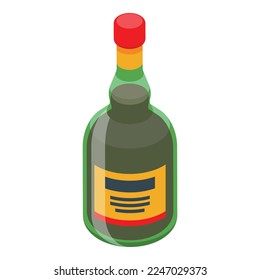 Portugese wine bottle icon isometric vector. Food cuisine. Portugal egg