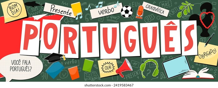 Portugues. Translate:" Portuguese. Present, verb, hi, thank you, Do you speak Portuguese, Good afternoon; grammar, but, I, What ?, one". 