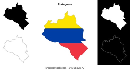 Portuguesa state outline map set