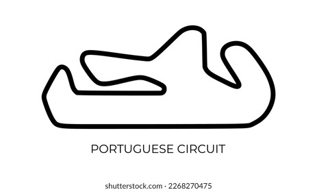 Portuguese Algarve motorsport circuit race track vector map outline icon. Vector illustration from world championship motorcycle racing competition equipment in trendy style. Editable graphic resource