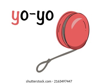 Portuguese alphabet with Yo-Yo picture. Translation from Portuguese: yo-yo. Vector doodle hand drawn illustration