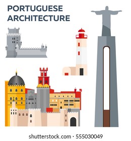 Portuguese Architcture. Travel to Portugal. Vector illustration